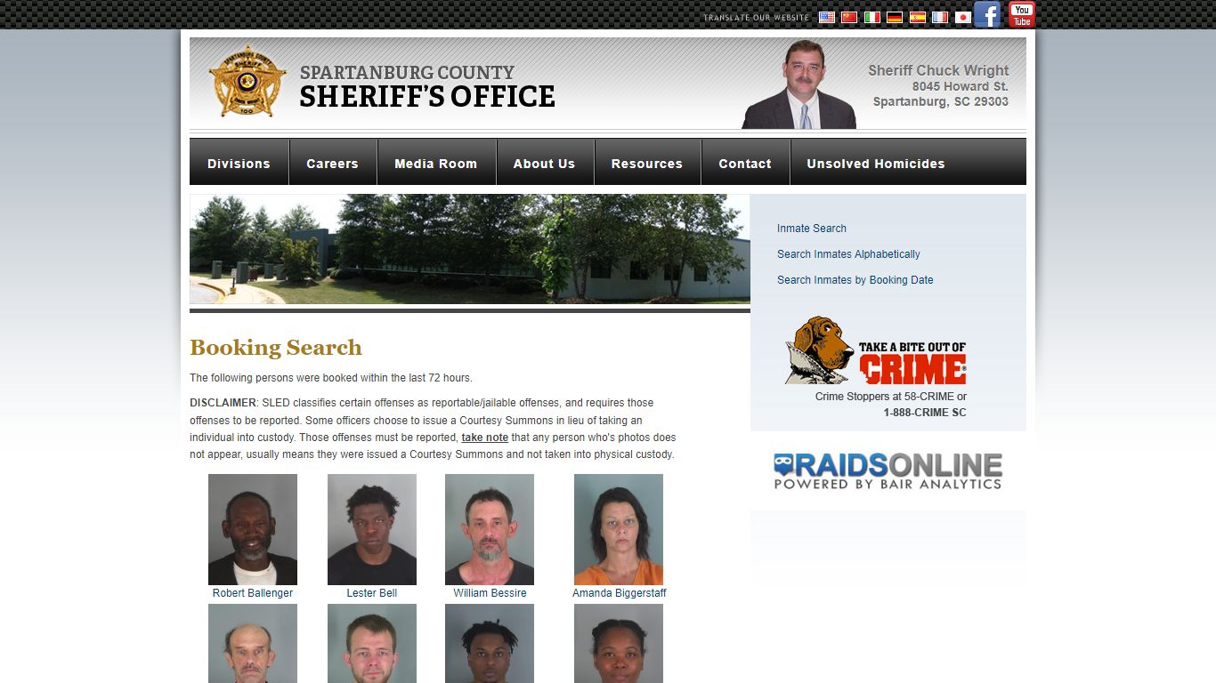 Booking Search : Spartanburg Sheriff