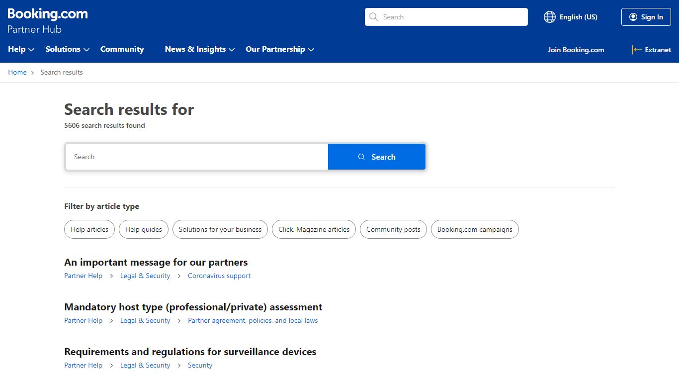 Search the Partner Hub | Booking.com for Partners